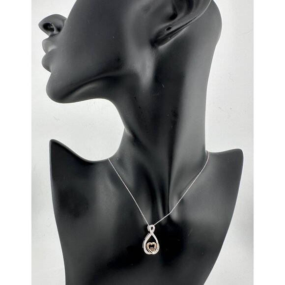 10kt Gold & Sterling Silver Infinity Heart Necklace with Natural Diamonds - Picture 3 of 8